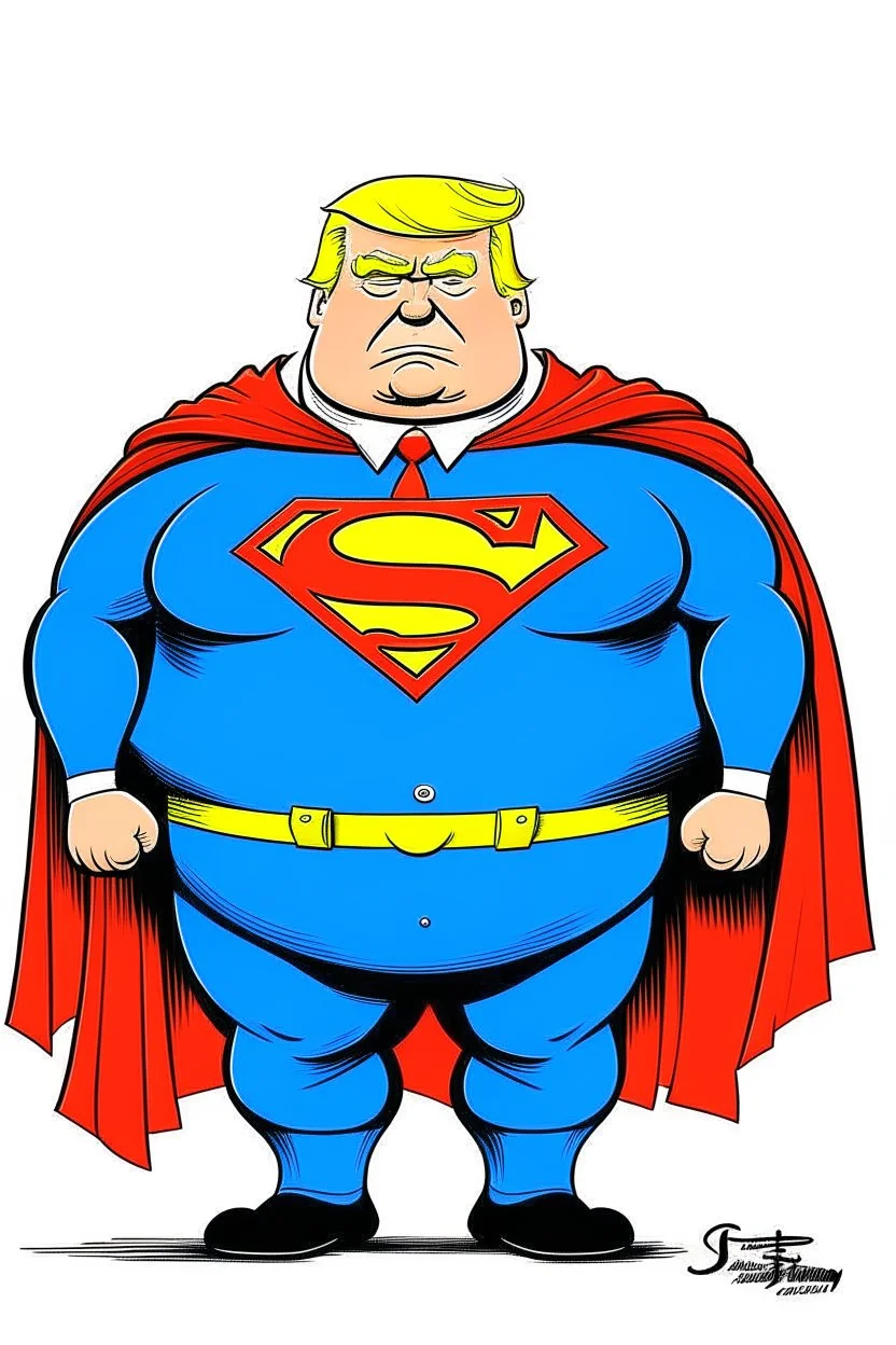 fat superman with donald trump's head