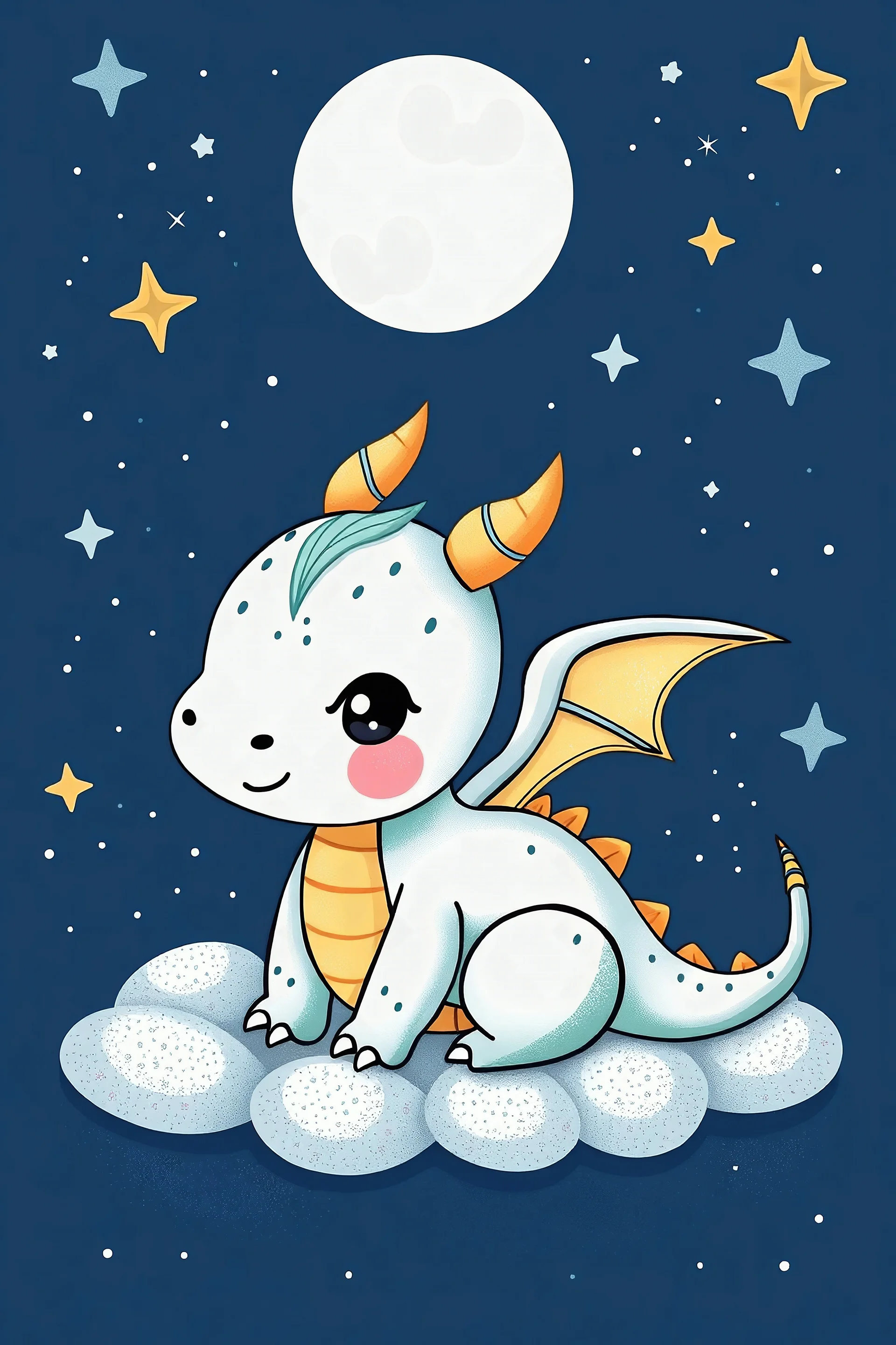 Make a cute baby dragon with a celestial theme