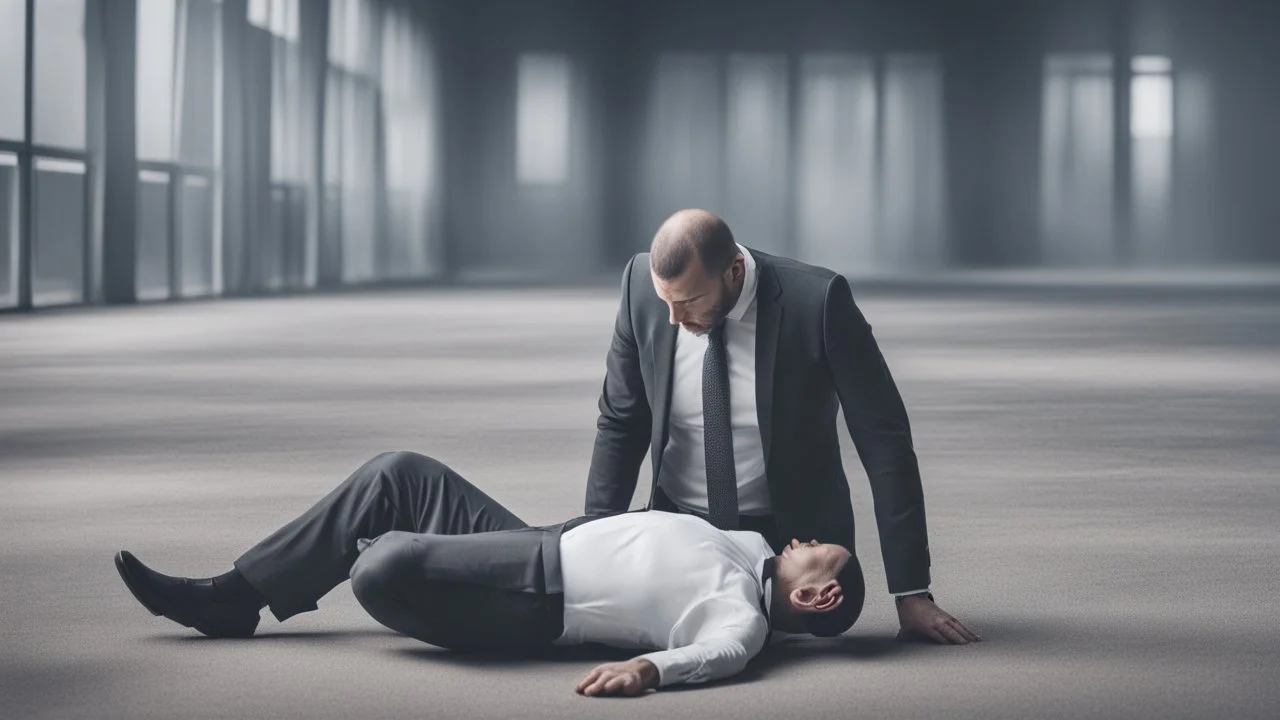 صوره لشخص يضهر الكئابه عليه وهو يضر الا الارض ولابس بدلي رسميه