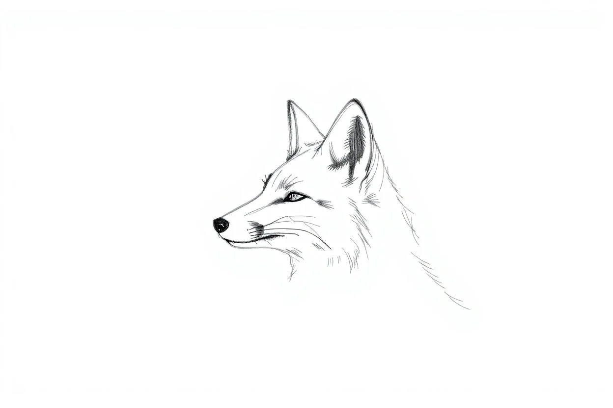 faint sketch of a fox’s head