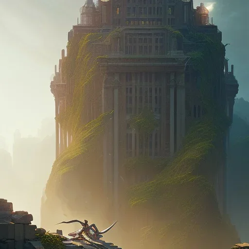 Super hero rising from the ruin, high details, high quality, motivation, , fantasy art, greg rutkowski