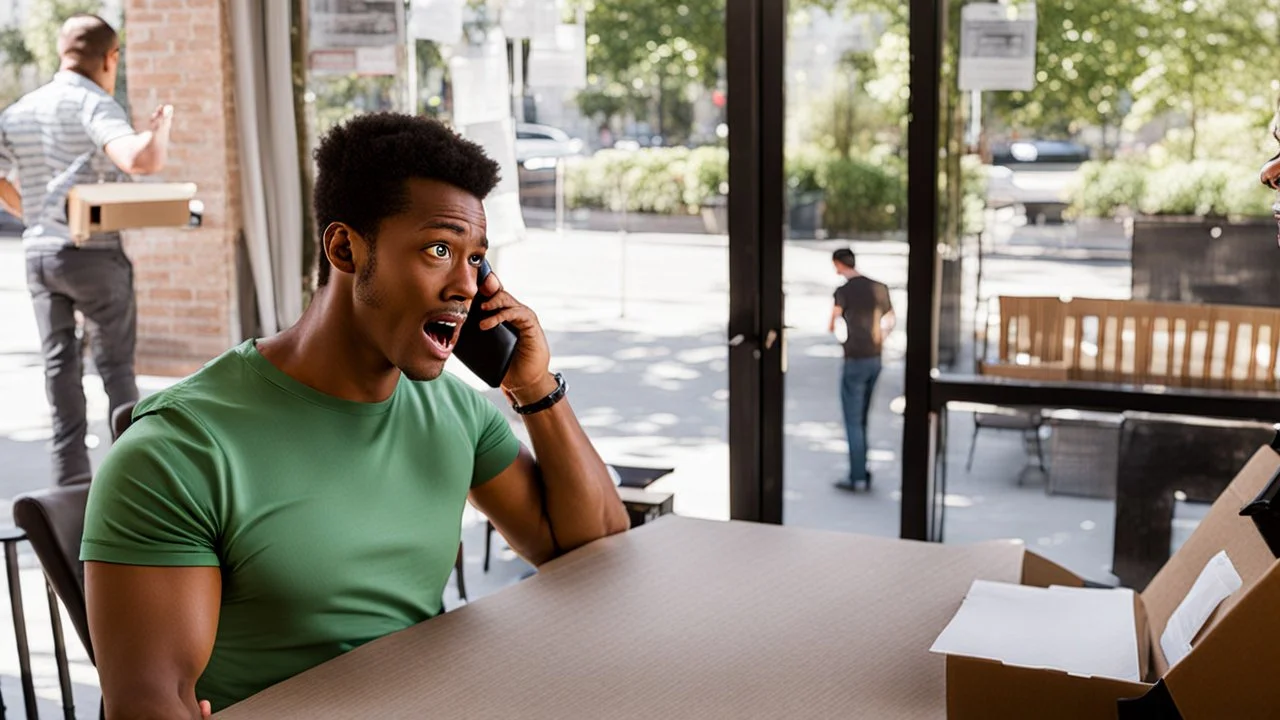 guy on phone mad about missing delivery of second table