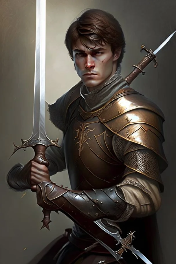 noble swordman with rapier short brown hair