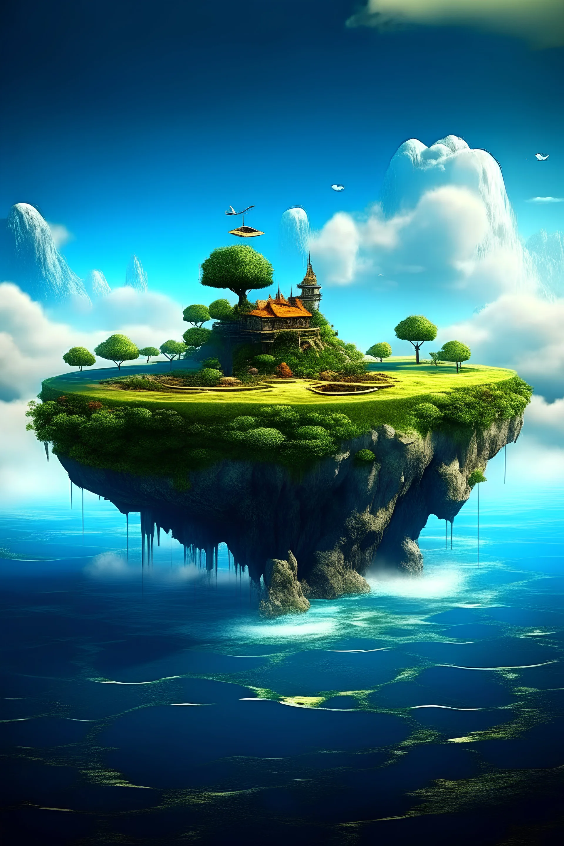 A floating island in a fantasy world