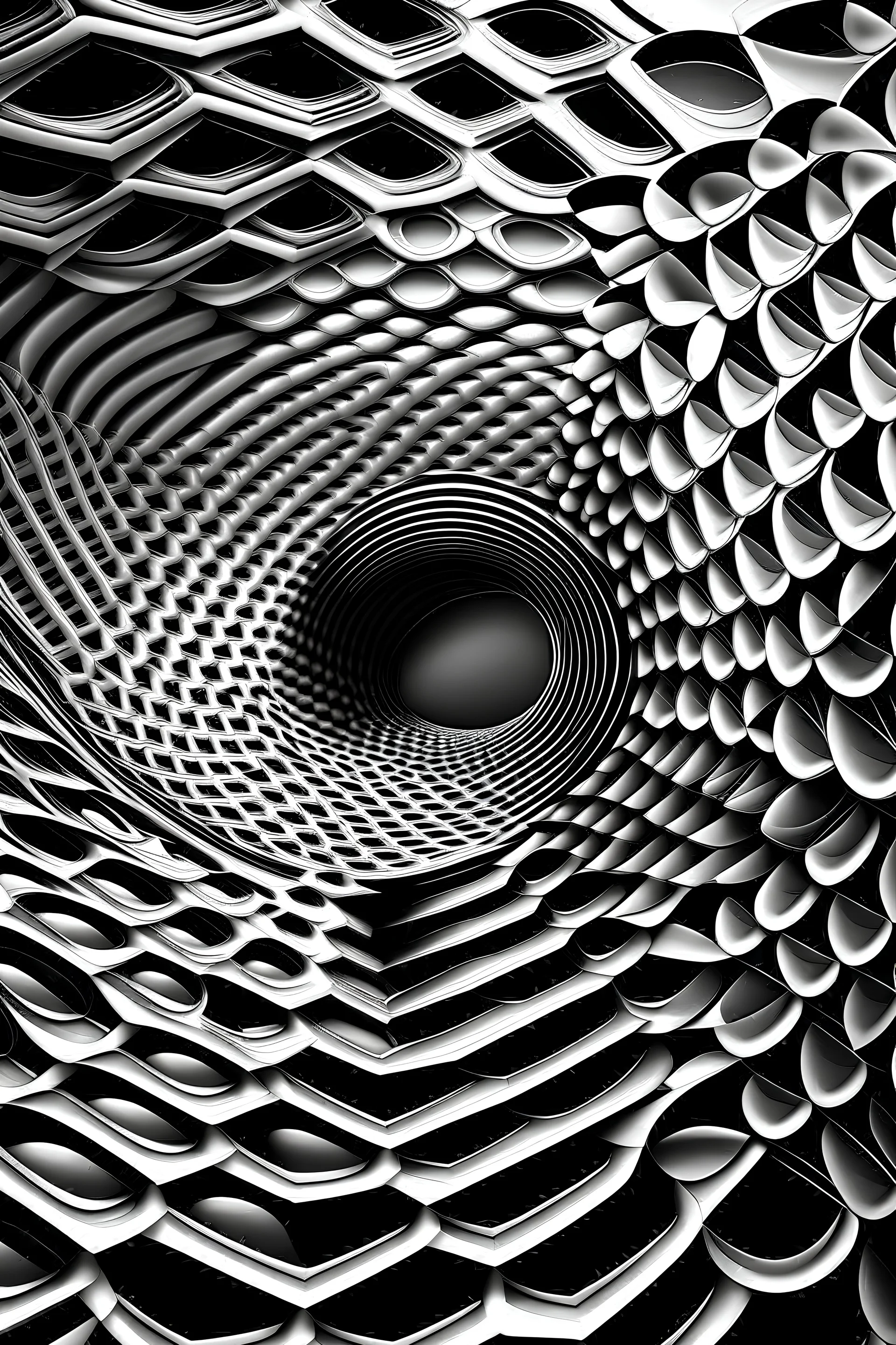 honeycomb black and grey spiral abstract