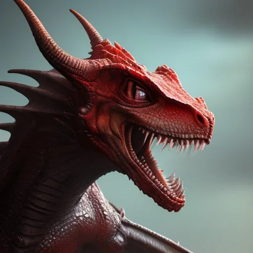 red dragon, dragon portrait, portrair, dragon head, dragon face, big eyes, fangs, dragon with horns, 8k resolution, high-quality, fine-detail, fantasy, incredibly detailed, ultra high resolution, 8k, complex 3d render, cinema 4d