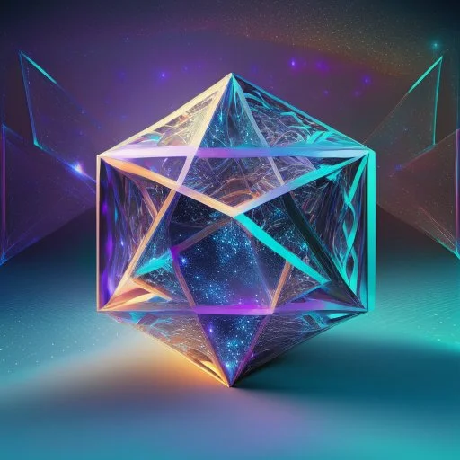 3d holographic geometric shape isolated on space infinit background