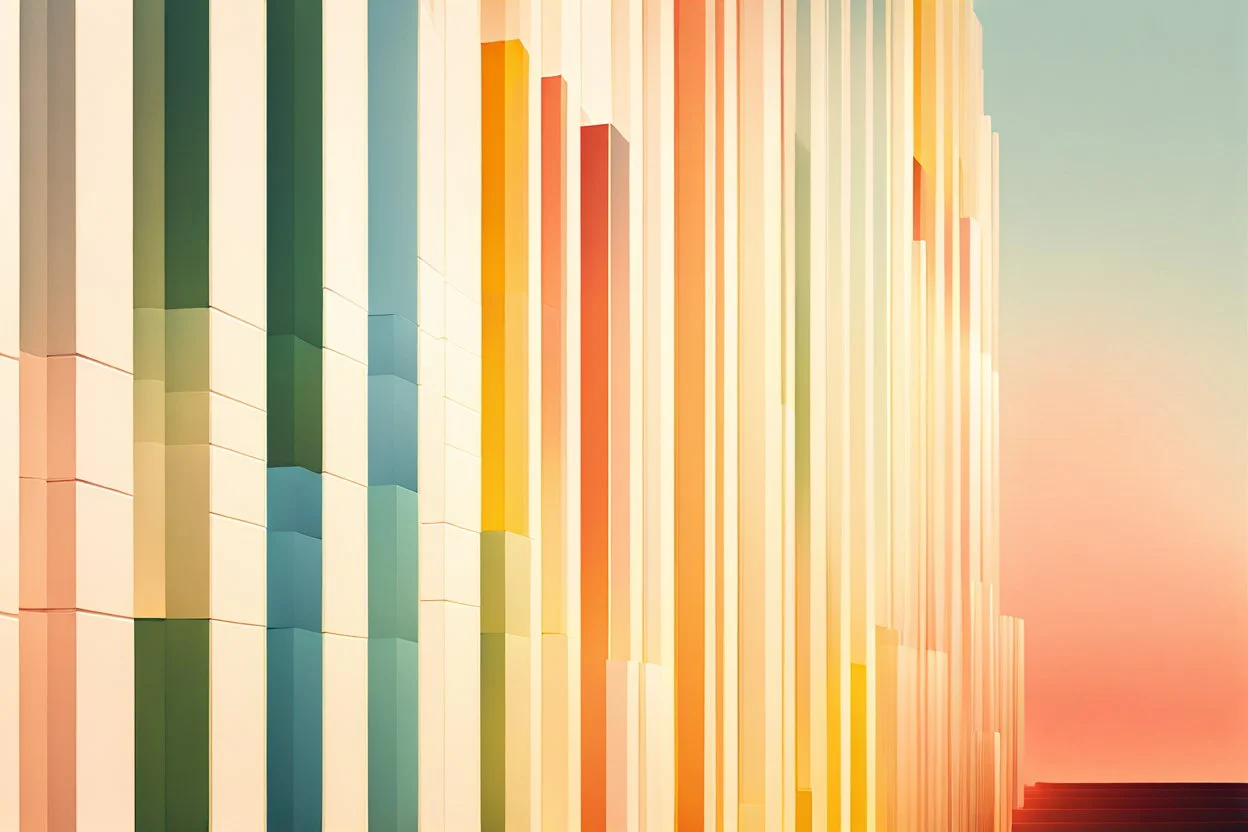 minimal clean thick vertical blocks each line has various colours creating nice earthtones colour gradients representin modern summer