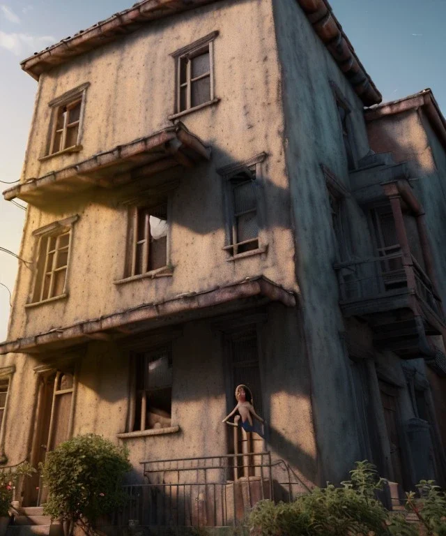 Realistic image, super giant woman head inside a house, looks out through the windows. people on the street are watching him, soft color, highly detailed, unreal engine 5, ray tracing, RTX, lumen lighting, ultra detail, volumetric lighting, 3d, finely drawn, high definition, high resolution.