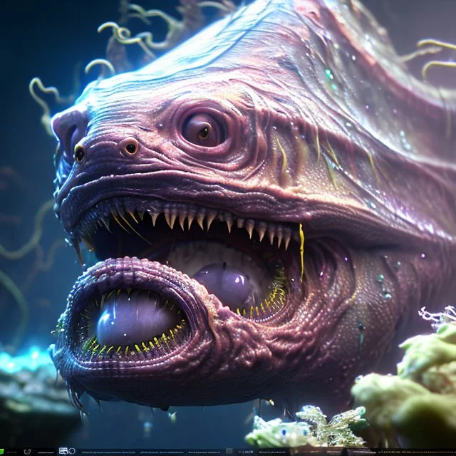 fluid ink angler fish creature, unreal engine 5, 8k resolution, photorealistic, ultra detailed