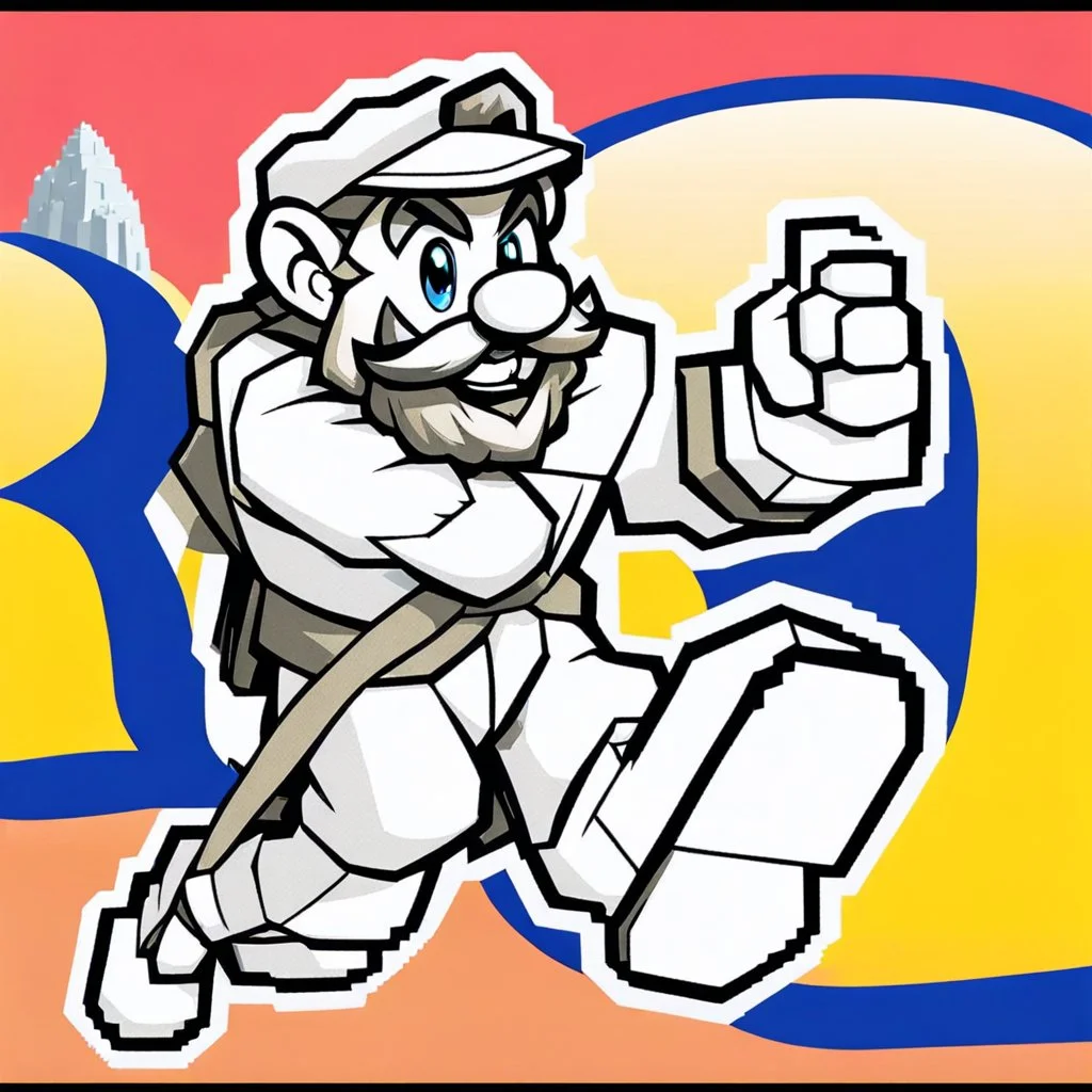 Male Fantasy RPG character, chaabi kawaii Mario proportions, lord of the rings inspiration, Vandyke beard, with a long ribbon held out in front as he runs from behind a large rock at an angle, isometric game