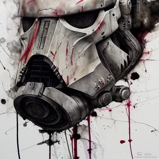 photorealistic death trooper helmet with weathered painting , illustration on coarse canvas by <agnes cecile> and <Yoji Shinkawa>, ornate and intricate details , soft smooth lighting, ultra detailed concept art,