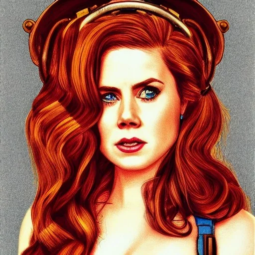 Drawing of amy adams, lego, steampunk