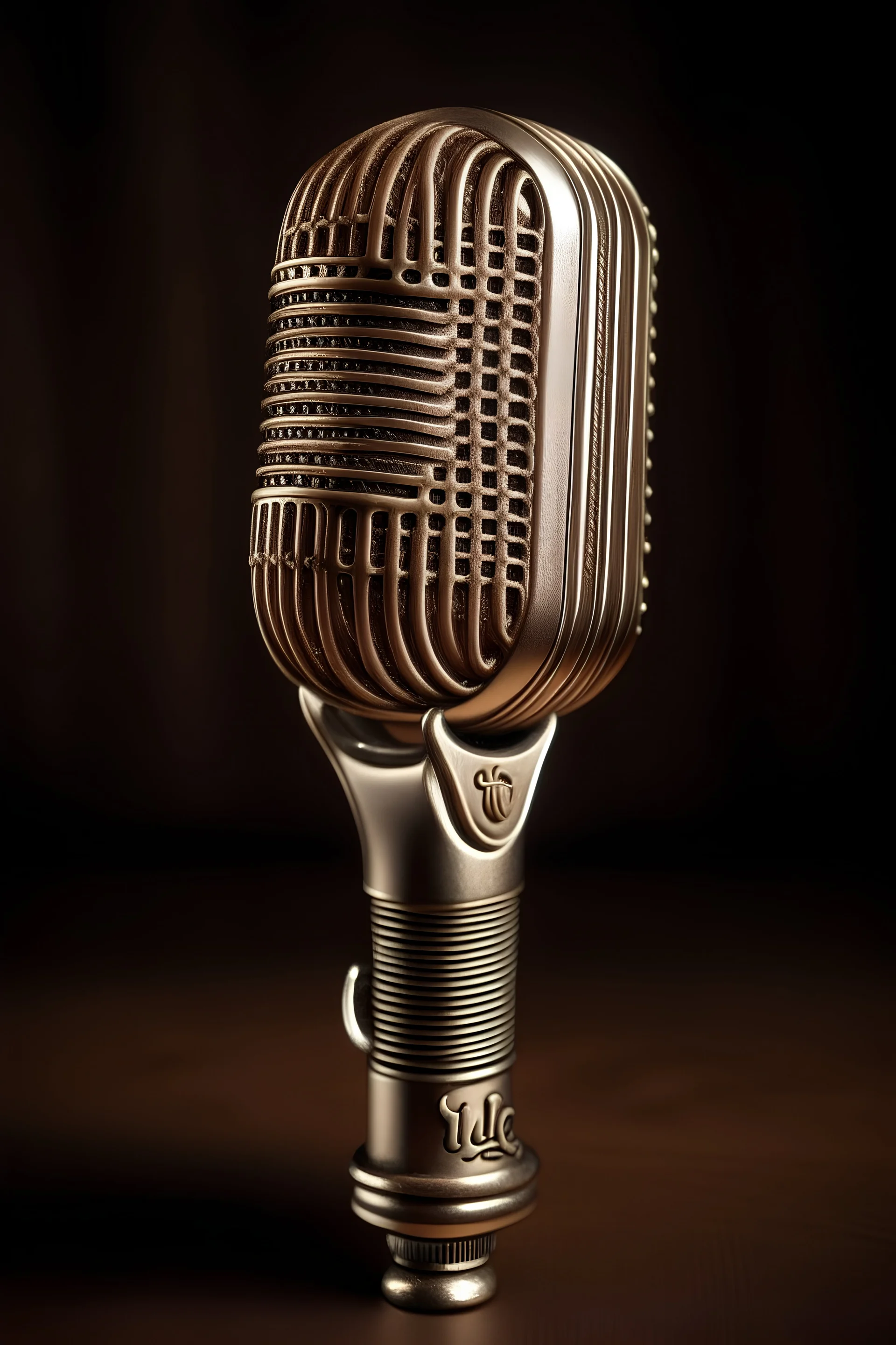 Vintage microphone with a cursive J incorporated in it