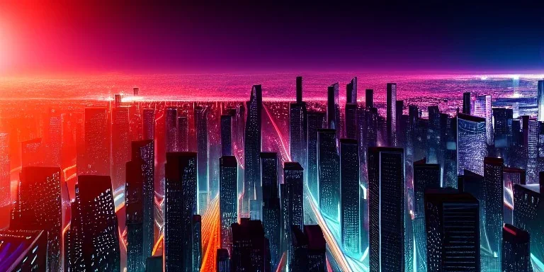 apocalypse, chaotic, magnificent, realistic, colorful, massive, epic, ray tracing, cinematic, 8k, HD, Ultra High Definition, photo film, film grain, hyper-detailed, retrowave giant futuristic city metropolis at night with bridge