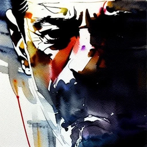 "robert de niro", watercolor illustration by <agnes cecile> <Yoji Shinkawa>, natural tones, ornate and intricate detail , soft smooth lighting, soft pastel colors,