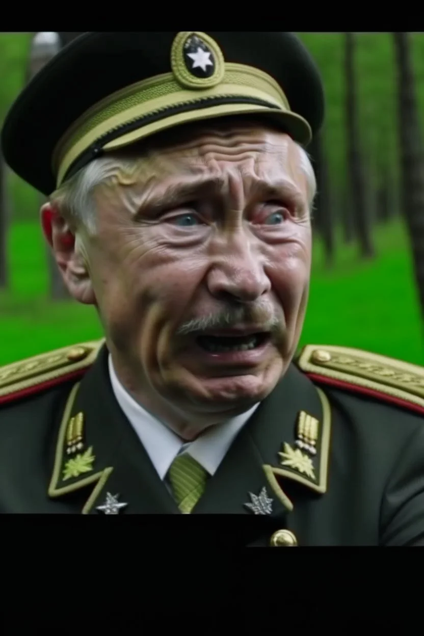 4k full détails. Photo with 2 caractères. Vladimir poutine russian leader crying. Ghost of Adolf hitler in german uniform laughing.