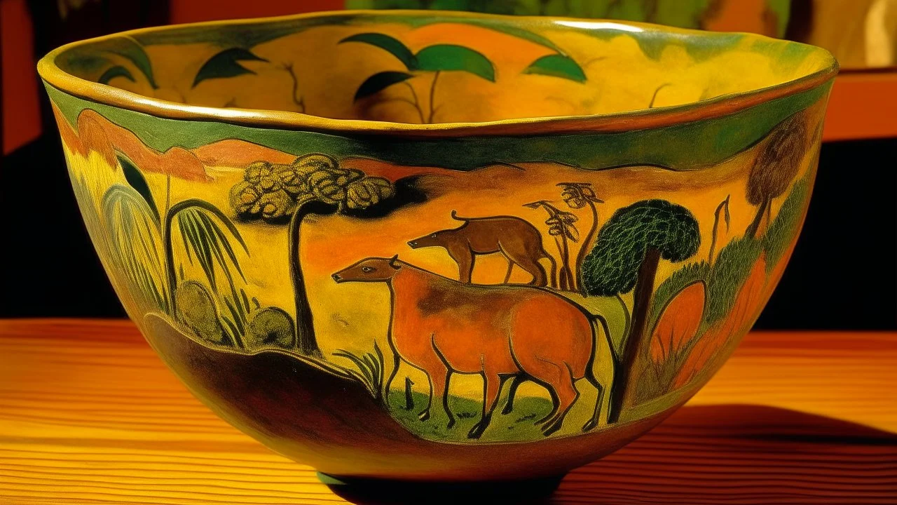 A savanna made out pottery painted by Paul Gauguin