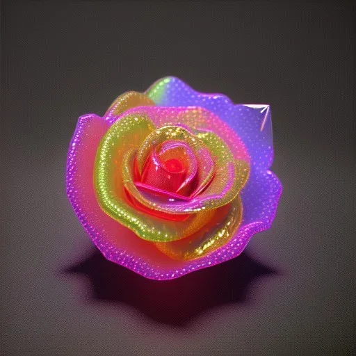 transparent multicolor crystal rose leaf