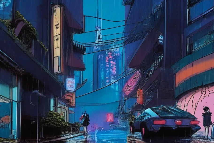 Cyberpunk street, comic style