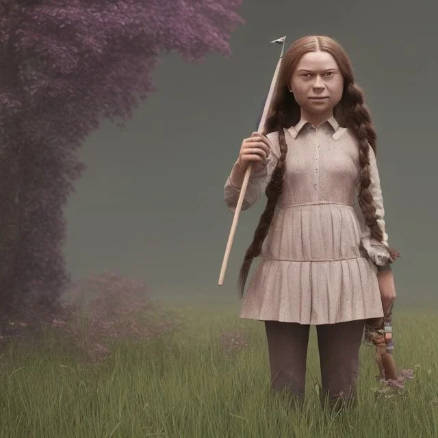  Greta Thunberg portrait plant girl, fantasy art, octane render, redshift render,ambient lighting