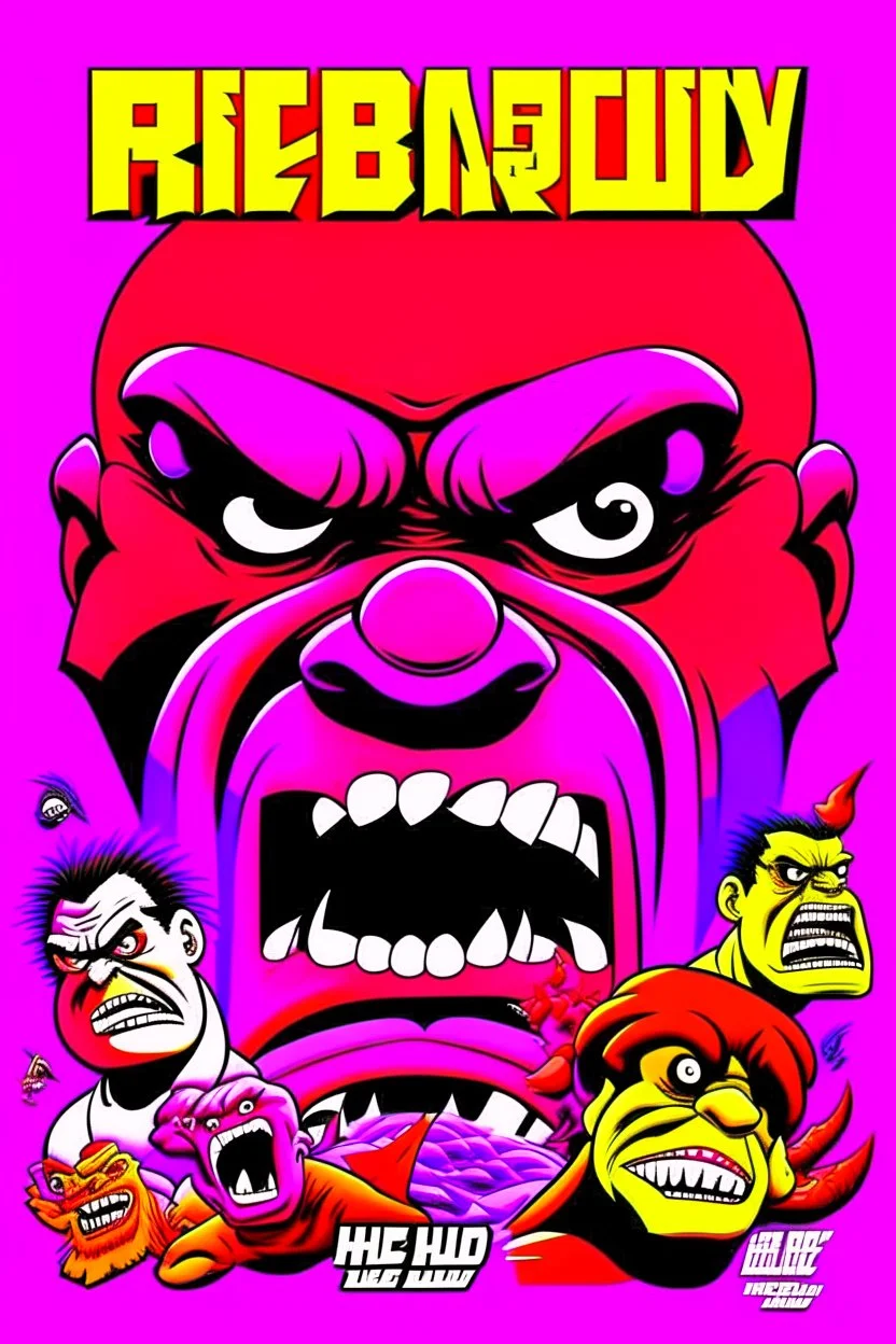 head fuked title with movie poster title :HEAD FUKED SO MUCH BRO, monster more angry and more 90s style, angry fast, extreme, wild, so so angry, red and purple background with 90s style slashes