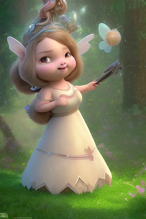 Obese but cute fairy in Forrest background. Style should be like the movie " up"