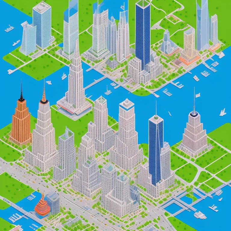 isometric architecture illustration of a city new york