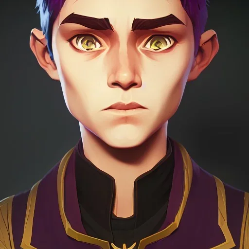 Portrait of a 9 year old warlock boy with beautiful eyes Nick Harris style