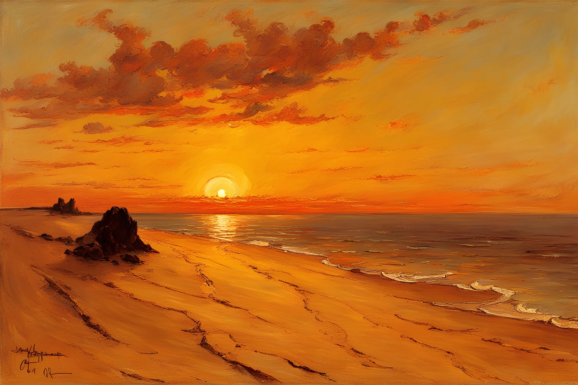 Sunset and sand, auguste oleffe and henry luyten impressionism paintings