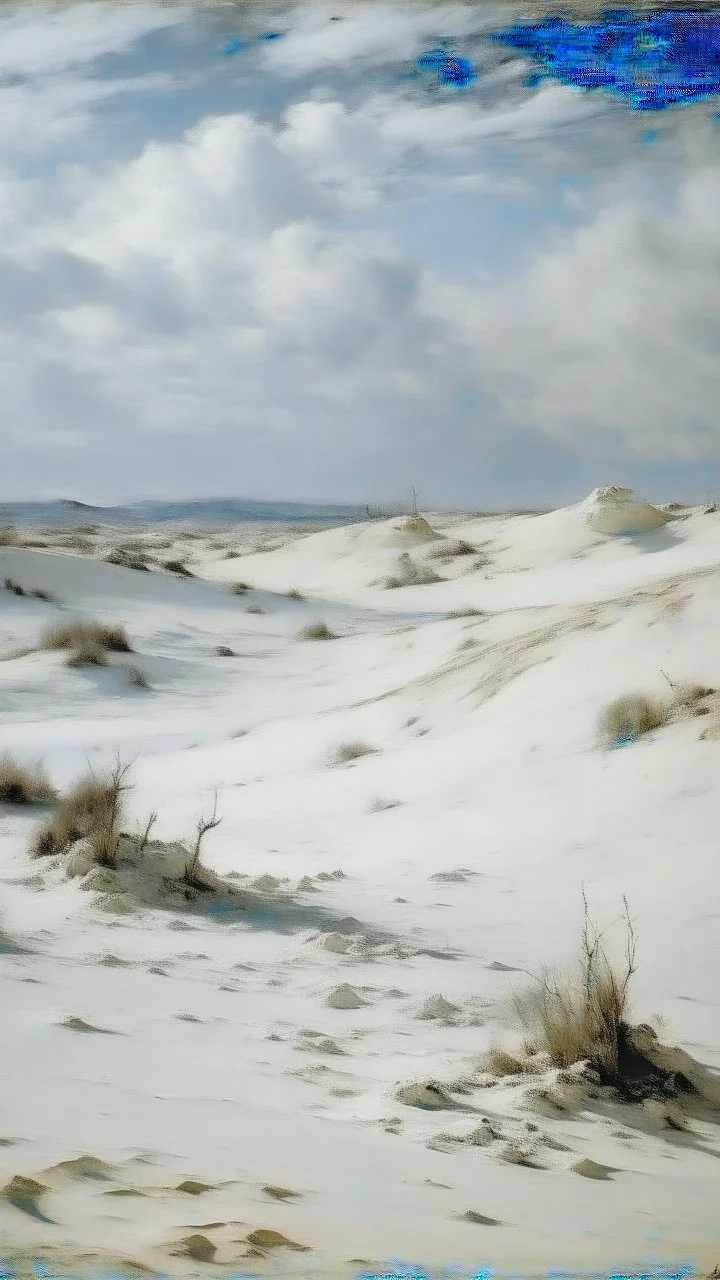 A white desert with spewing sand painted by Gustave Courbet