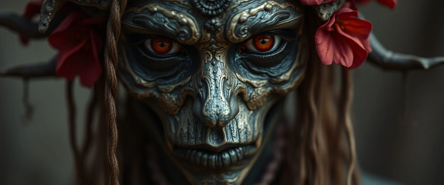 close up portrait of a voodoo transhumanism witchcraft