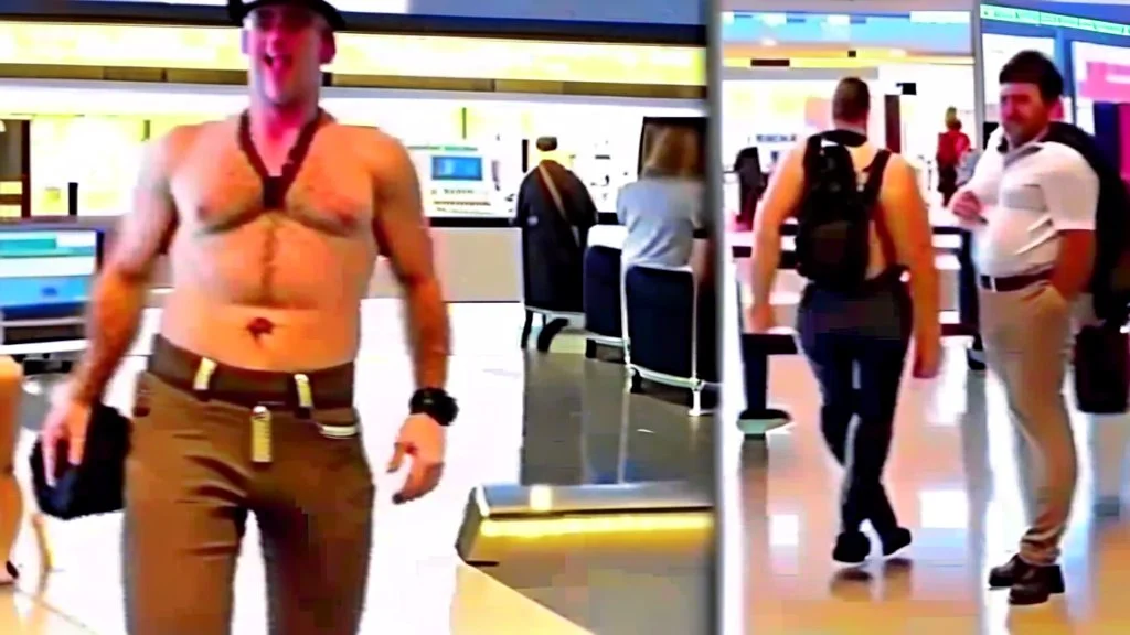 man with bulging in pants scares hostess at airport lounge