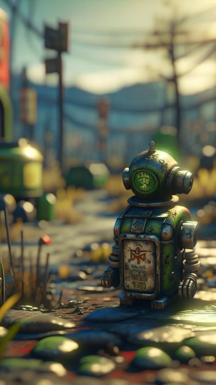 fallout 4 background, photography, bokeh like f/0.8, tilt-shift lens 8k, high detail, smooth render, down-light, unreal engine