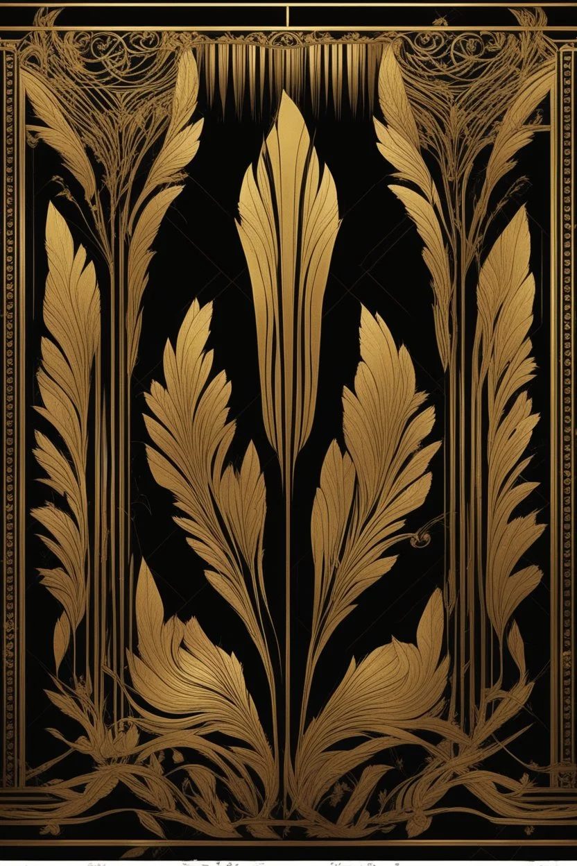 gold art deco delicately designed border on a black background