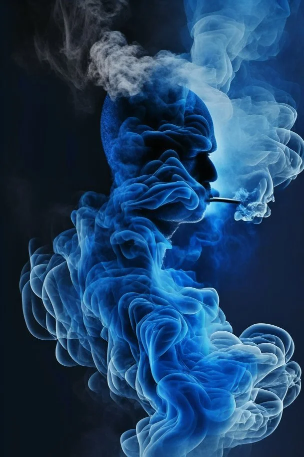 blue smoke in a shape of a smoke person smoke smoke