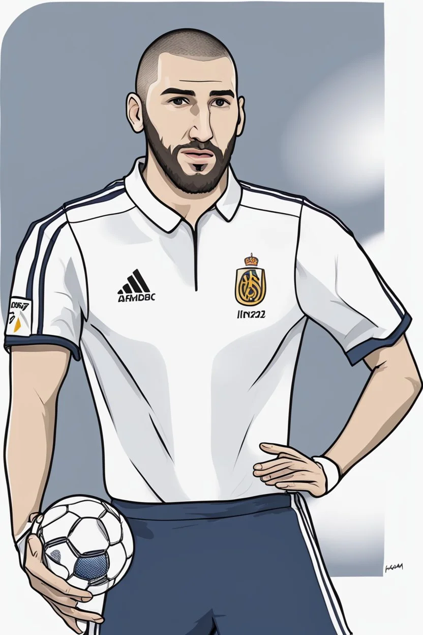 Karim Benzema French football player ,cartoon 2d