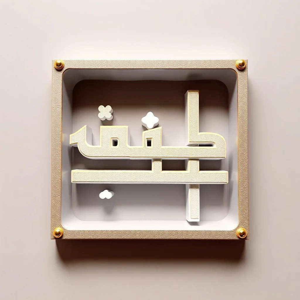create a picture with 3d arabic text "الرحمن" and with pretty gilding around