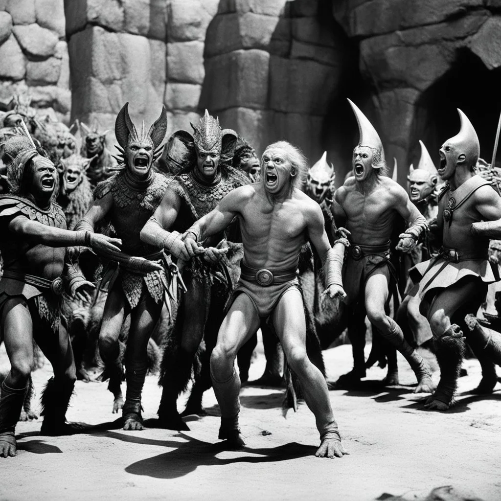 (high res photo by Ray Harryhausen) You don't really think we're going to run away from a bunch of cowards like you, do you?