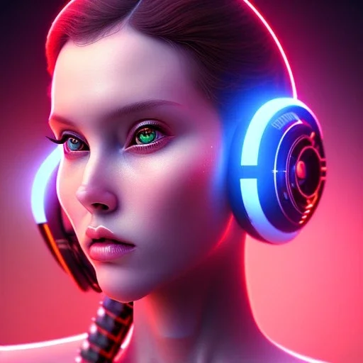 Short Beard Dj Headphones Christian Boshell cinematic photorealistic futuristic Star Wars princess leia style on glass head, intricate, sci-fi, volumetric lighting, 512K, bold vibrant colors