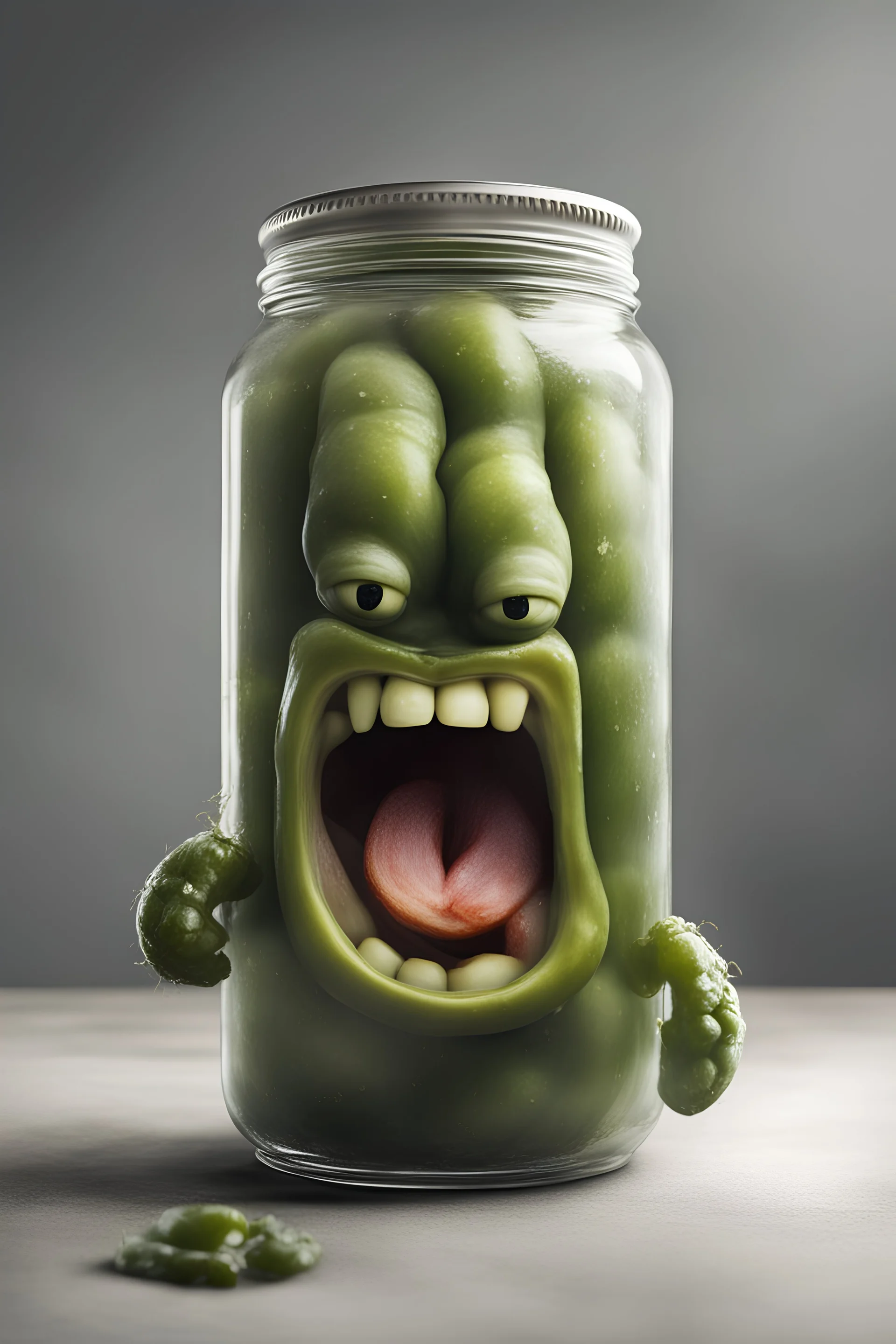 very angry pickles in jar