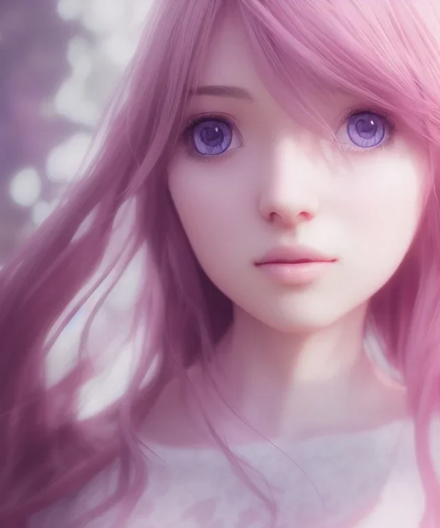 the most beautiful cute anime girl portrait with highly detailed eyes, professional 3d visualisation in pastel colours, by wlop, intricate linework, trending on artstation, unreal engine 5 highly rendered