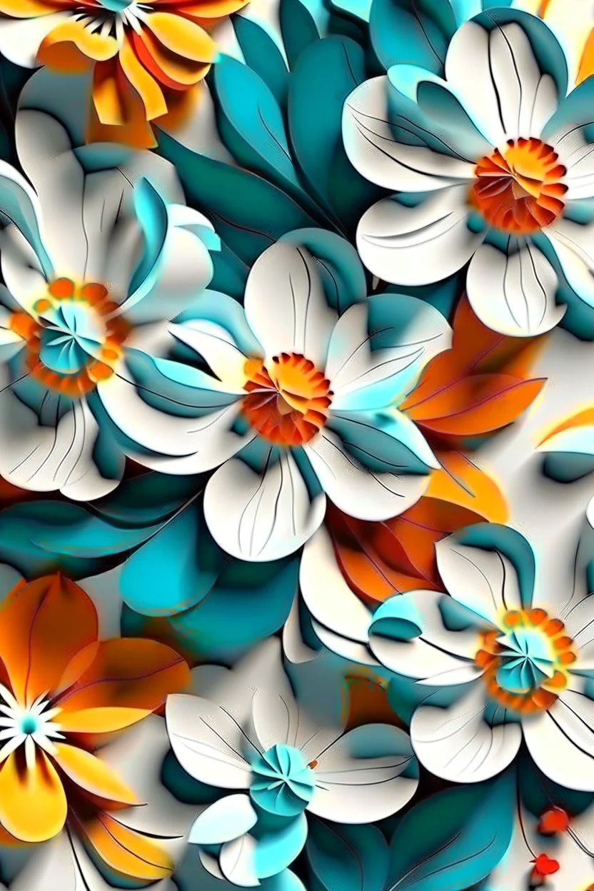 flowers floral pattern in the style of Georgia O’Keeffe 3d