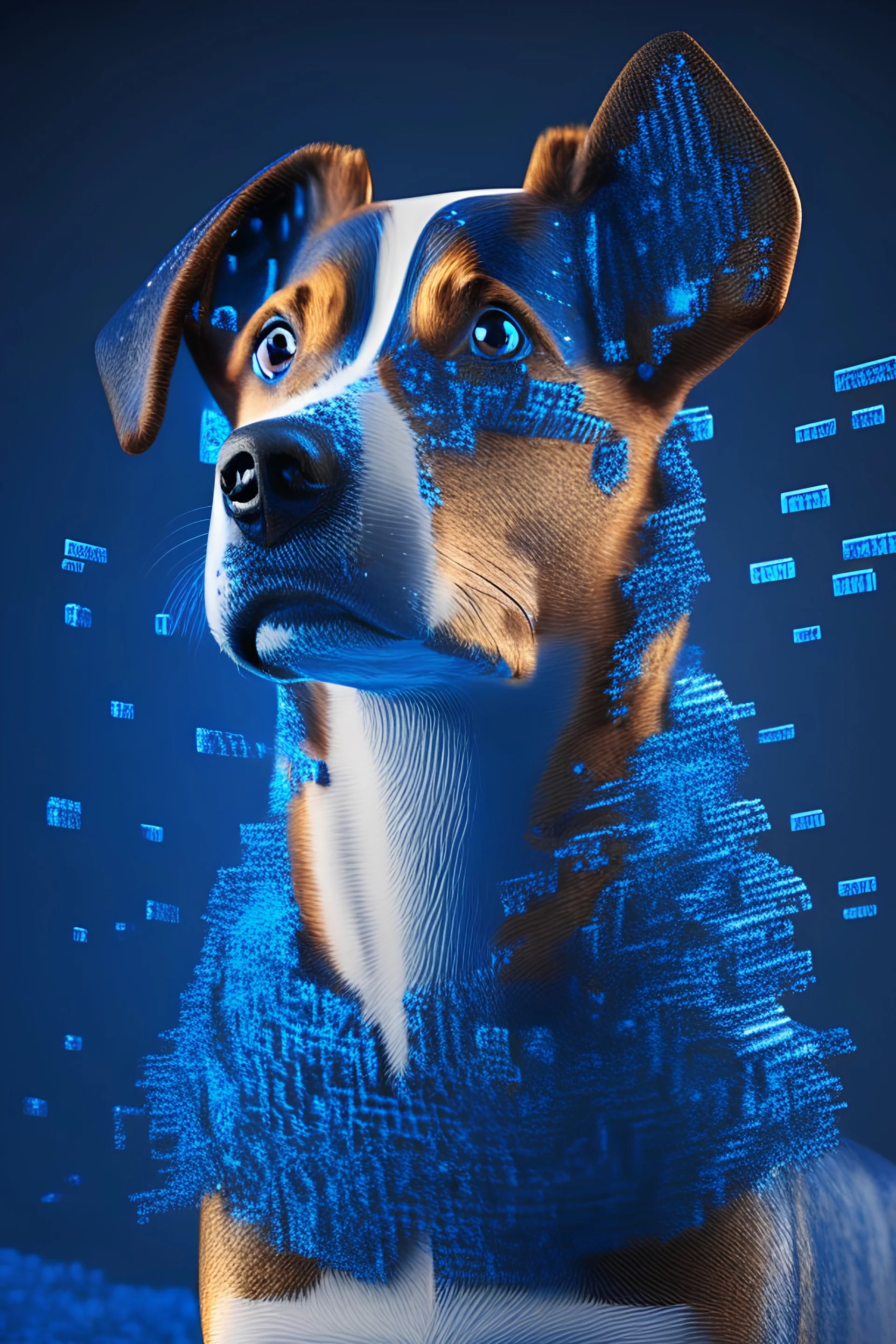 Create a 4k image of a DigiByte dog