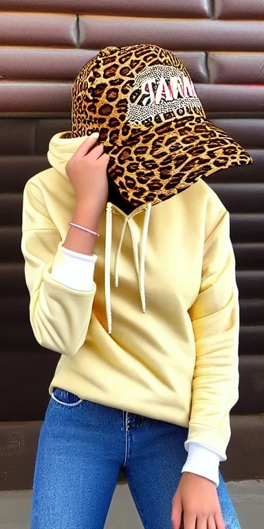 blonde, fashion colors 2023. Gold big ear-rings, shimmer, is merged with small felt cap with visor.thick thighs,thick calves,flat belly,curvy fell. NOVEL kind of hoodie, form which condescends with integrated big bag. It is sewed together of leopard pieces, whose color are all denim colors,cream white, brown, lilac and purple.Apricot Crush,imperial yellow . Big bright purple felt tippet and birght-colored-hood is merged with colorful beanie, with lace. Inside is orange. Style: 1990's