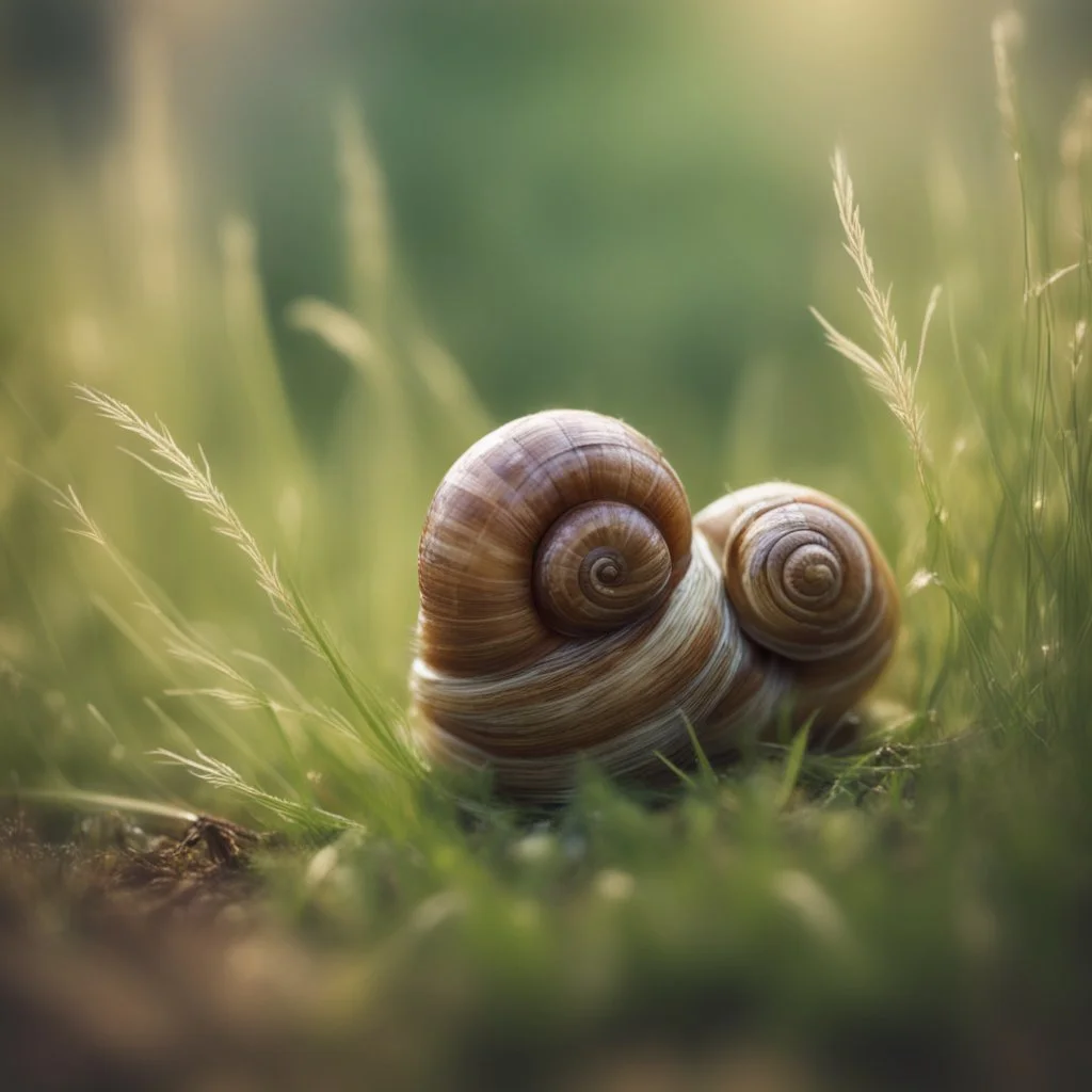 wrapped mummy snail in long grass ,bokeh like f/0.8, tilt-shift lens 8k,*-