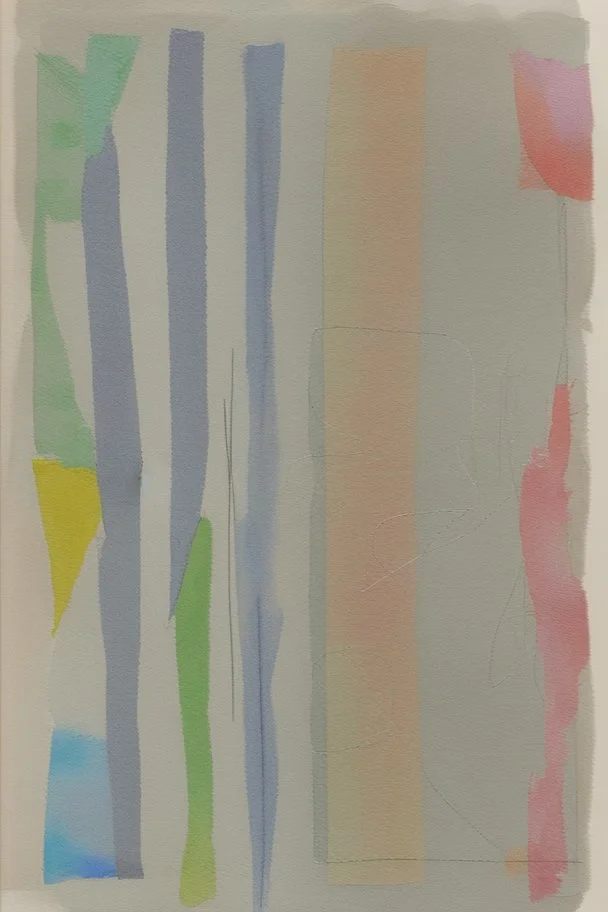 Abstract watercolour art in the style of Agnes Martin. sketchy pencil outlines