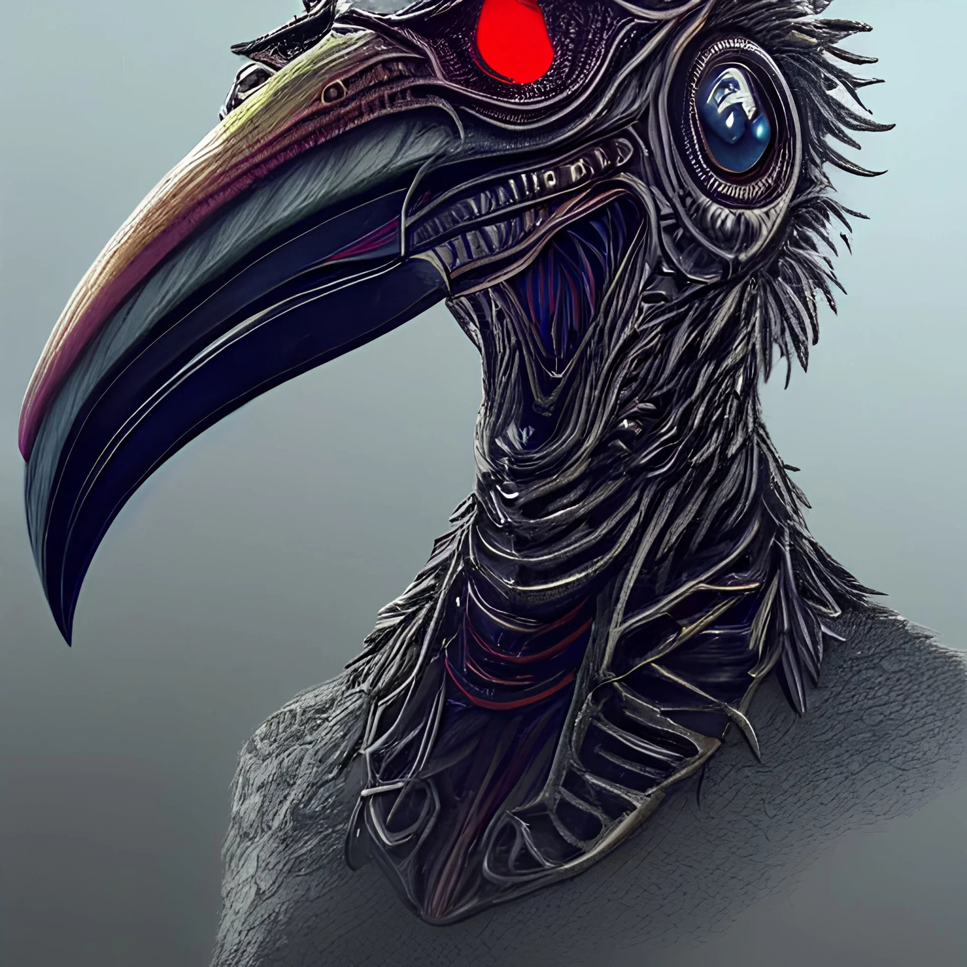 anthropomorphic triangle brain in edgy darkiron shoebill demon, intricate, elegant, highly detailed animal monster, digital painting, artstation, concept art, smooth, sharp focus, illustration, art by artgerm, dwayne barlowe, trending on artstation and greg rutkowski and alphonse mucha, 8 k