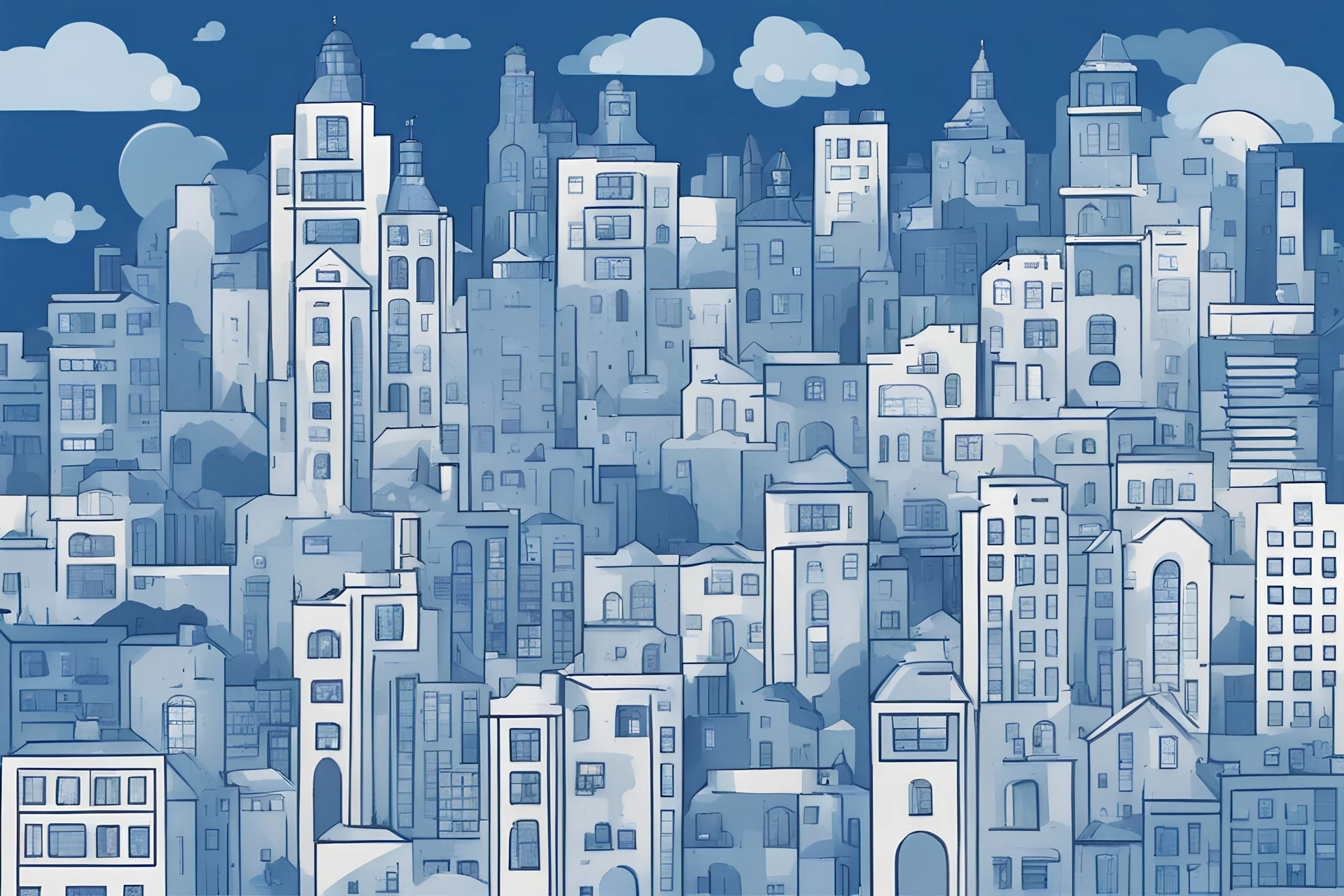 blue theme small city scape