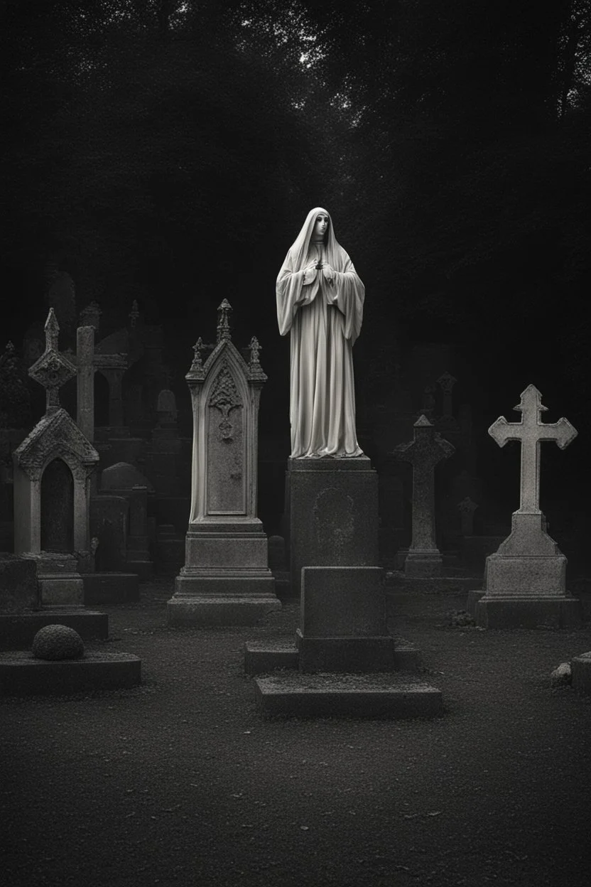 Apparition in a gothic graveyard